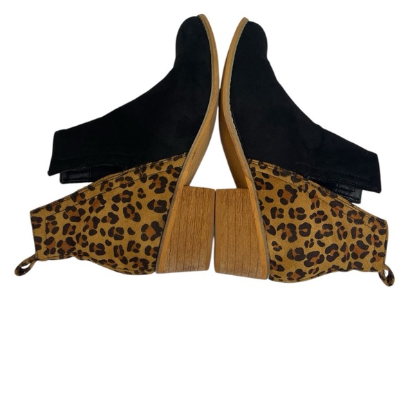 CORKEYS BOUTIQUE BLACK FAUX SUEDE ANIMAL PRINT BLOCK HEEL SZ 8 M - Picture 4 of 11